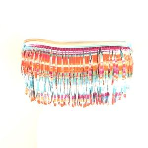 L * Space Bandeau Bikini Top Rainbow Fringe Boho size medium
